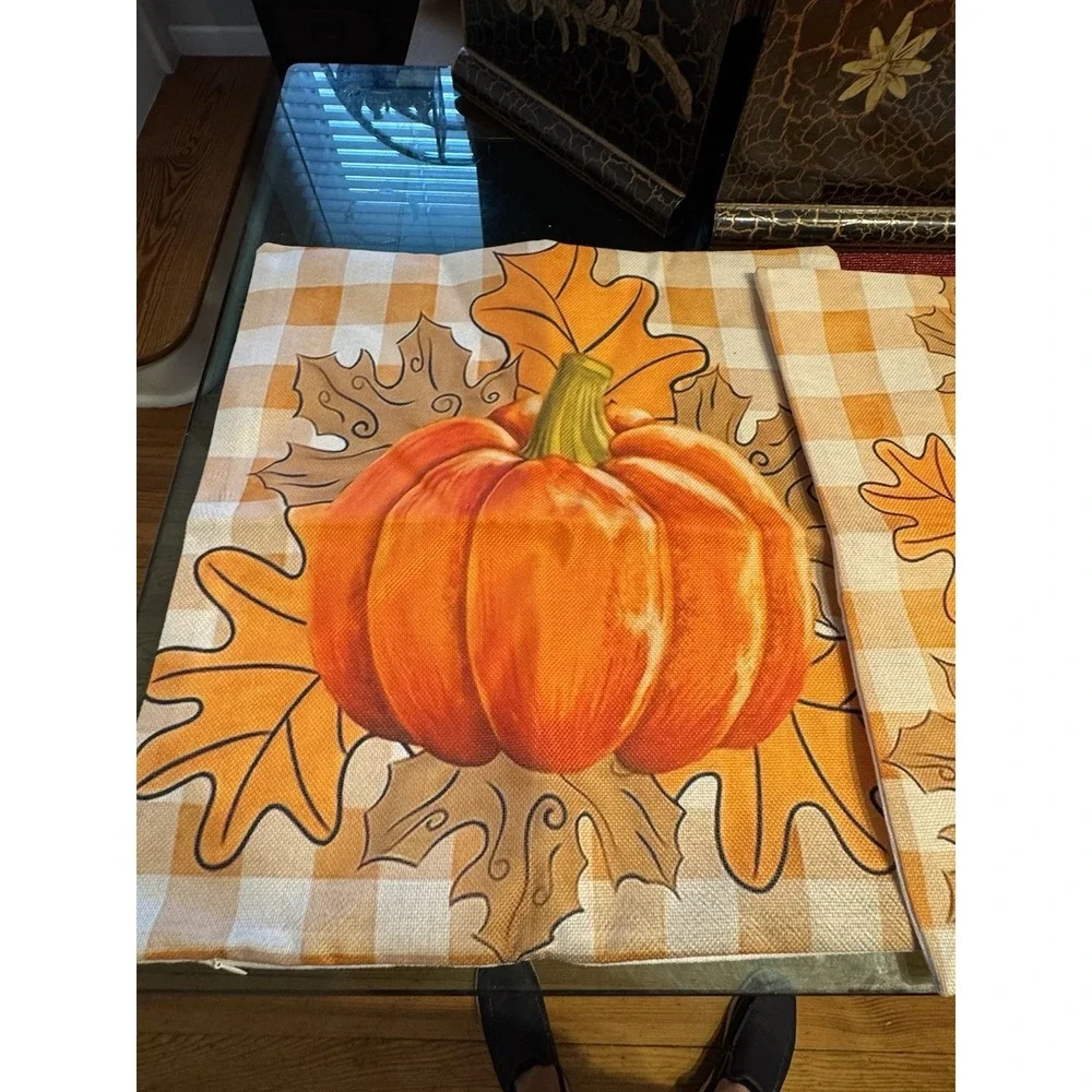 3-Pack Pumpkin Autumn Leaf Decorative Pumpkin Pillow Covers